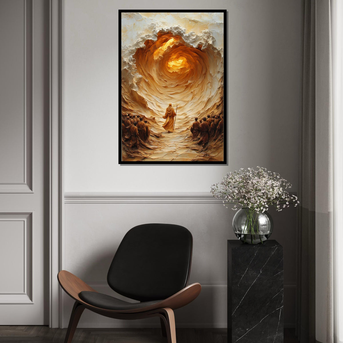 Prophet in Desert Canvas, Spiritual Journey Art, Mystical Spiral Painting, Wall Art Canvas Design, Ready to Hang Decoration
