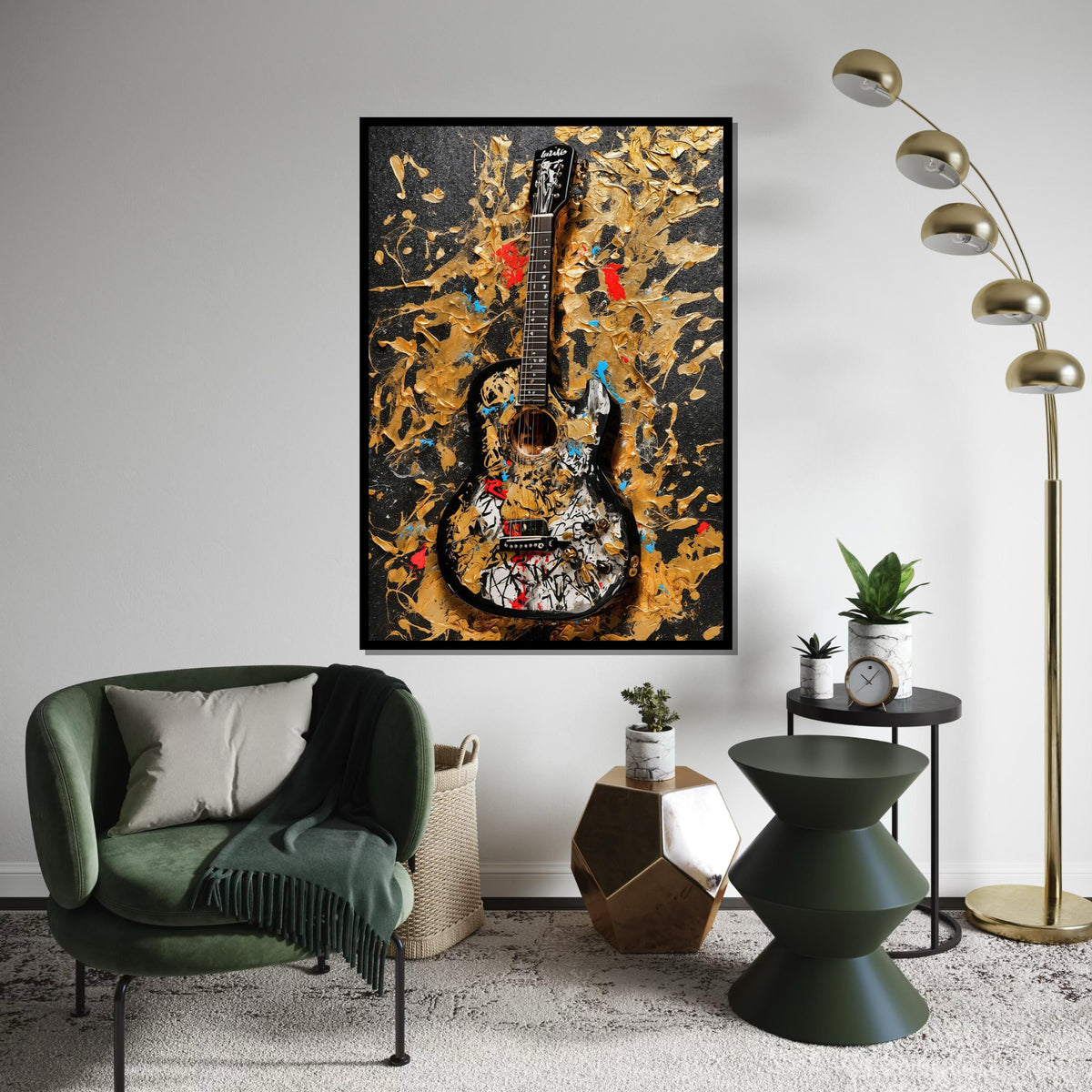 Abstract Guitar Canvas, Vibrant Guitar Wall Art, Music Lovers Poster, Wall Art Canvas Design, Ready To Hang Decoration
