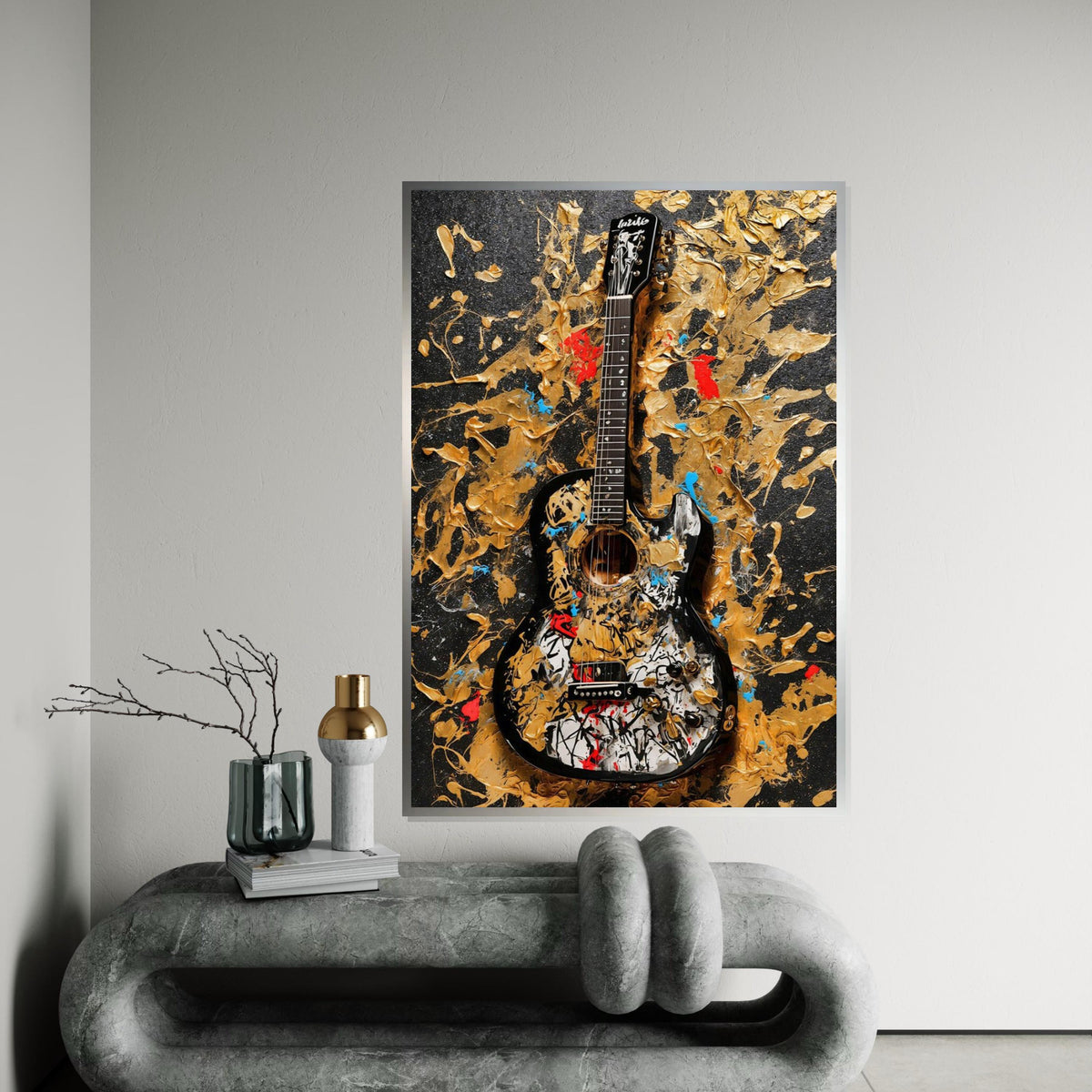 Abstract Guitar Canvas, Vibrant Guitar Wall Art, Music Lovers Poster, Wall Art Canvas Design, Ready To Hang Decoration