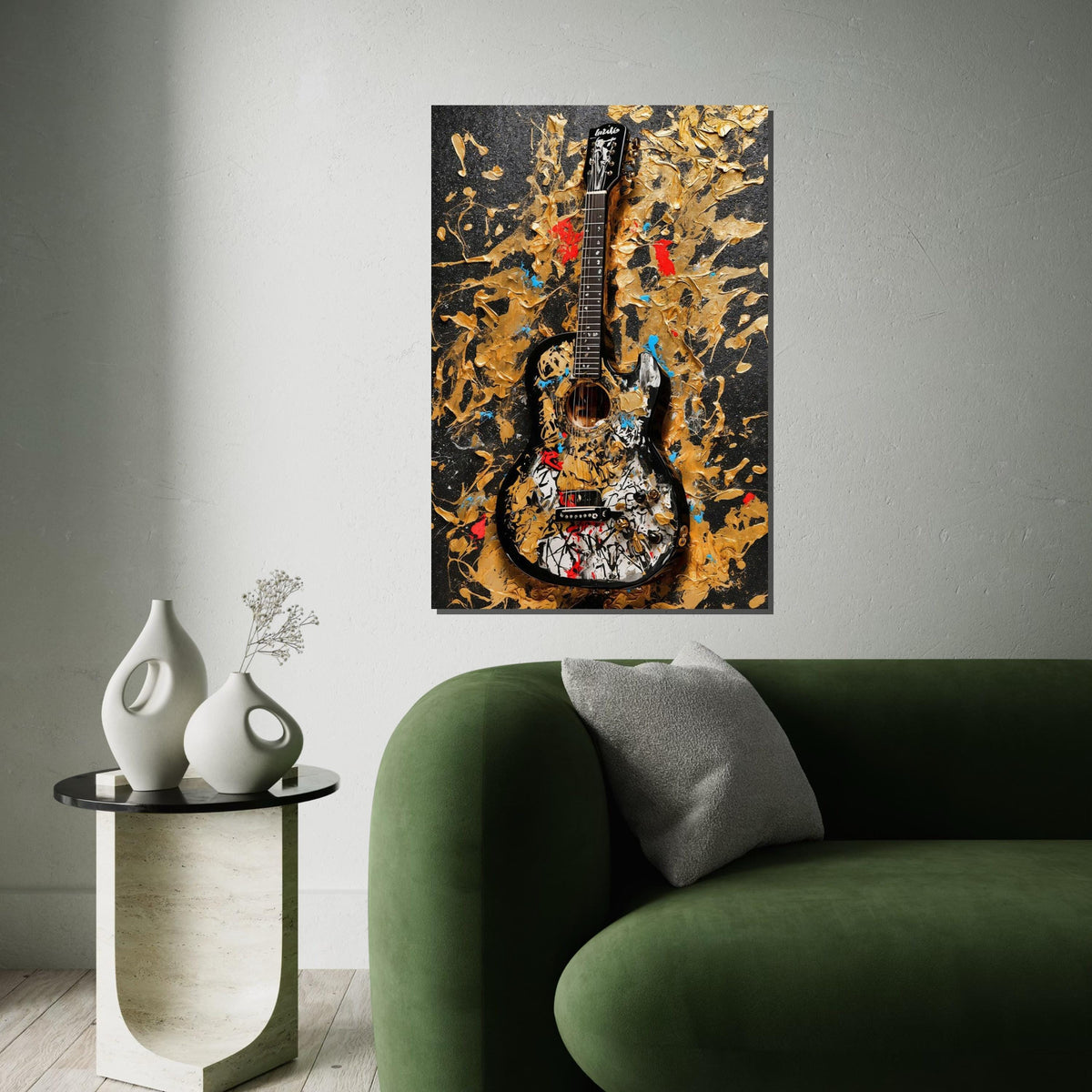 Abstract Guitar Canvas, Vibrant Guitar Wall Art, Music Lovers Poster, Wall Art Canvas Design, Ready To Hang Decoration