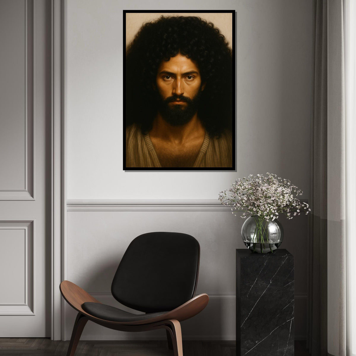 Jesus Portrait Canvas,Realistic Jesus Wall Art, Spiritual Wall Decor,Sacred Christian Art,Messiah Canvas Print,Divine Face Religious Artwork