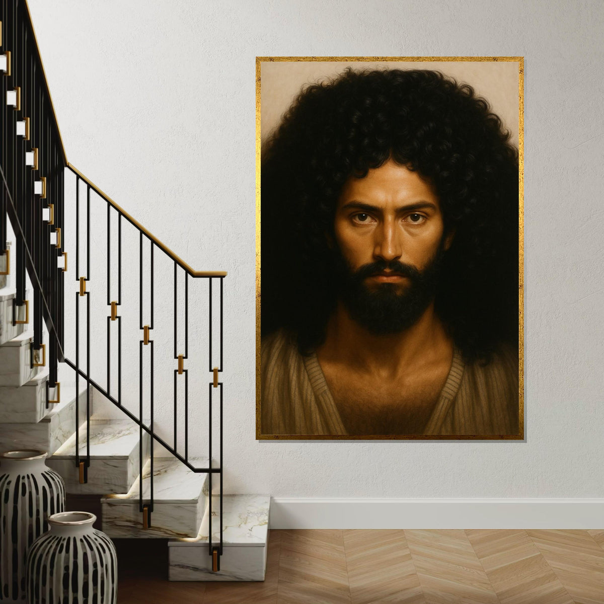Jesus Portrait Canvas,Realistic Jesus Wall Art, Spiritual Wall Decor,Sacred Christian Art,Messiah Canvas Print,Divine Face Religious Artwork
