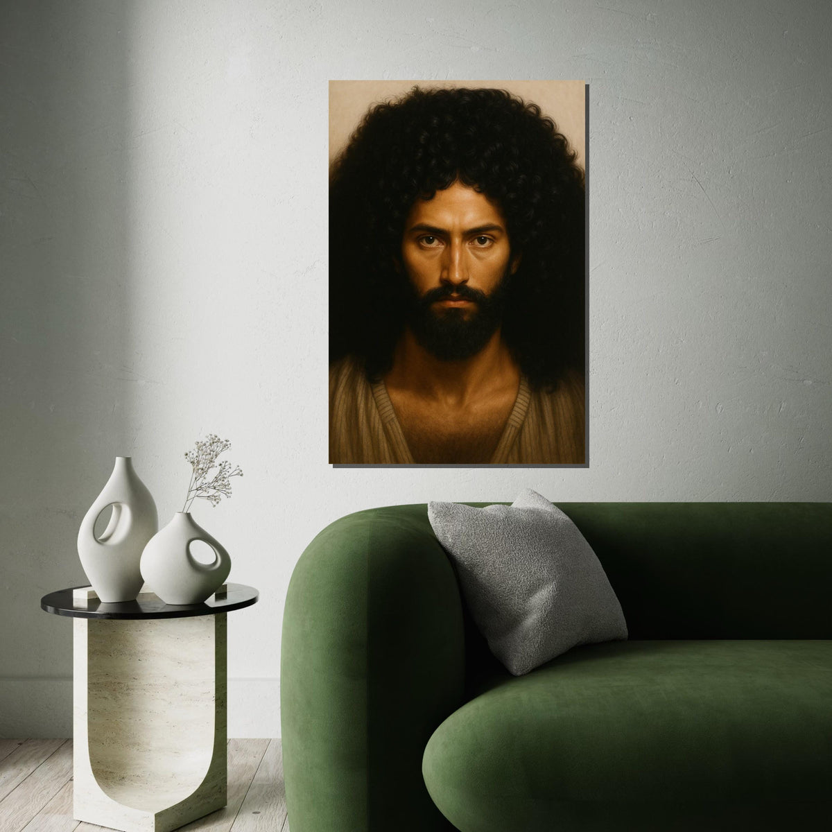 Jesus Portrait Canvas,Realistic Jesus Wall Art, Spiritual Wall Decor,Sacred Christian Art,Messiah Canvas Print,Divine Face Religious Artwork
