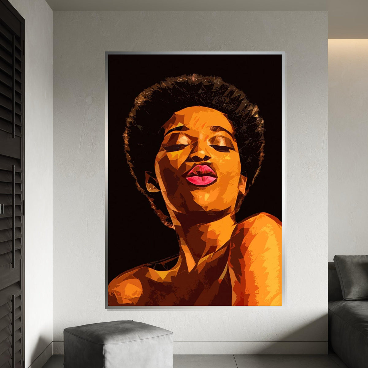 Bold Kiss Canvas, Vibrant Abstract Portrait, Colorful Wall Art, Modern Decor, Wall Canvas Design, Ready to Hang Art, Unique Expression