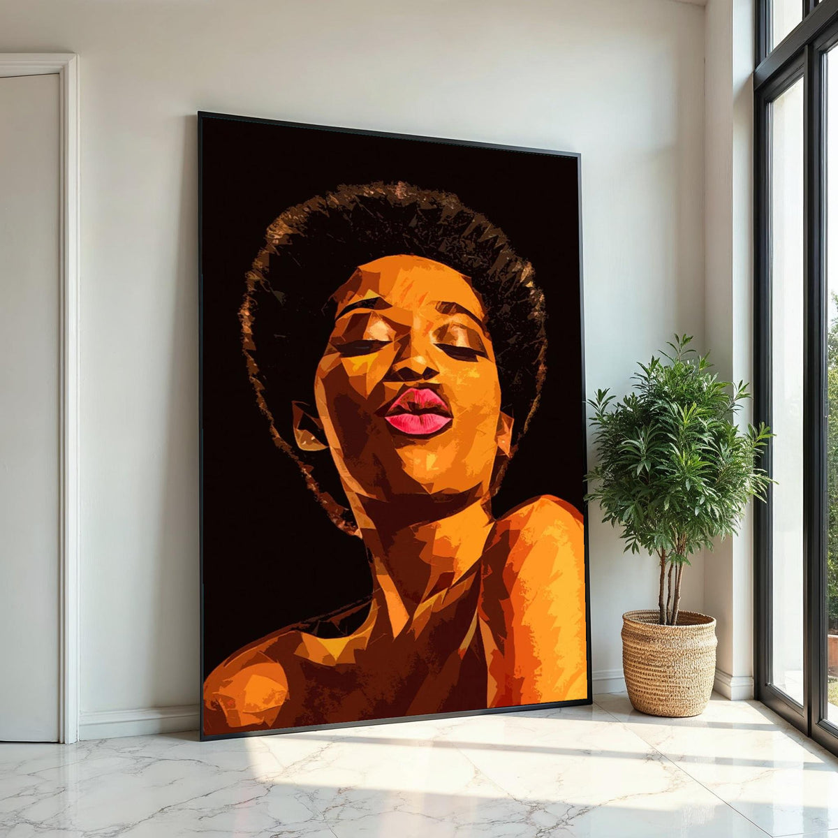 Bold Kiss Canvas, Vibrant Abstract Portrait, Colorful Wall Art, Modern Decor, Wall Canvas Design, Ready to Hang Art, Unique Expression