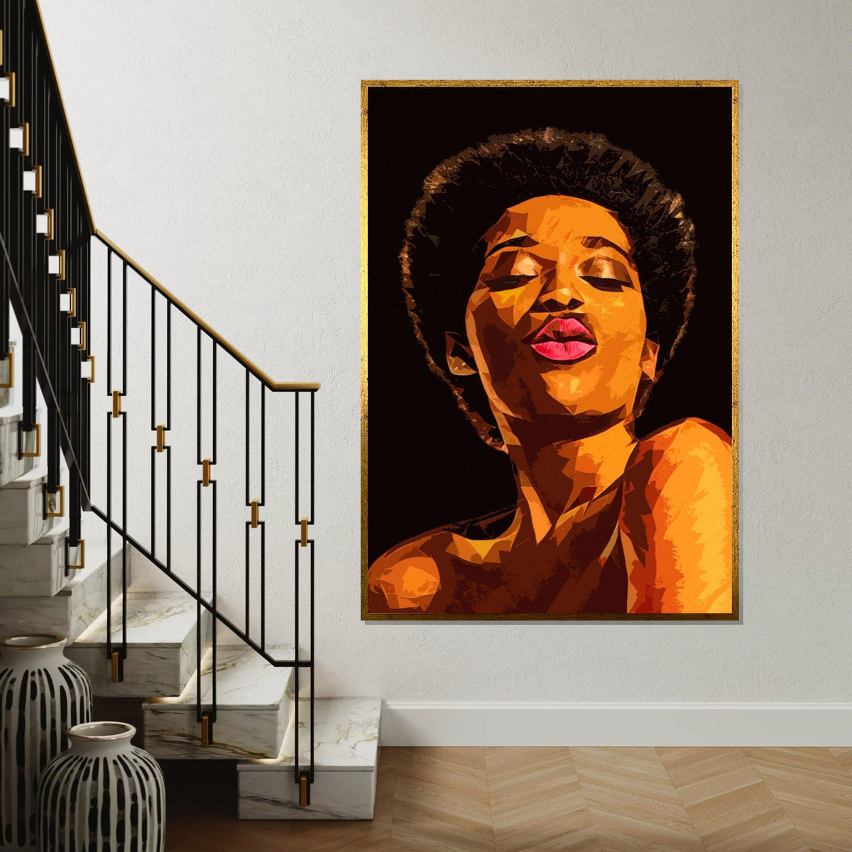 Bold Kiss Canvas, Vibrant Abstract Portrait, Colorful Wall Art, Modern Decor, Wall Canvas Design, Ready to Hang Art, Unique Expression