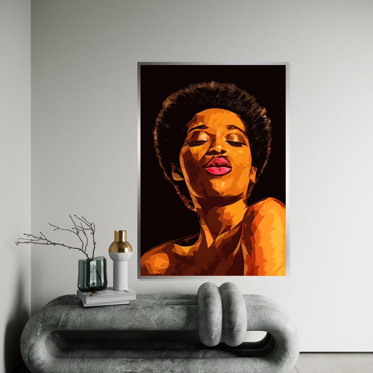 Bold Kiss Canvas, Vibrant Abstract Portrait, Colorful Wall Art, Modern Decor, Wall Canvas Design, Ready to Hang Art, Unique Expression