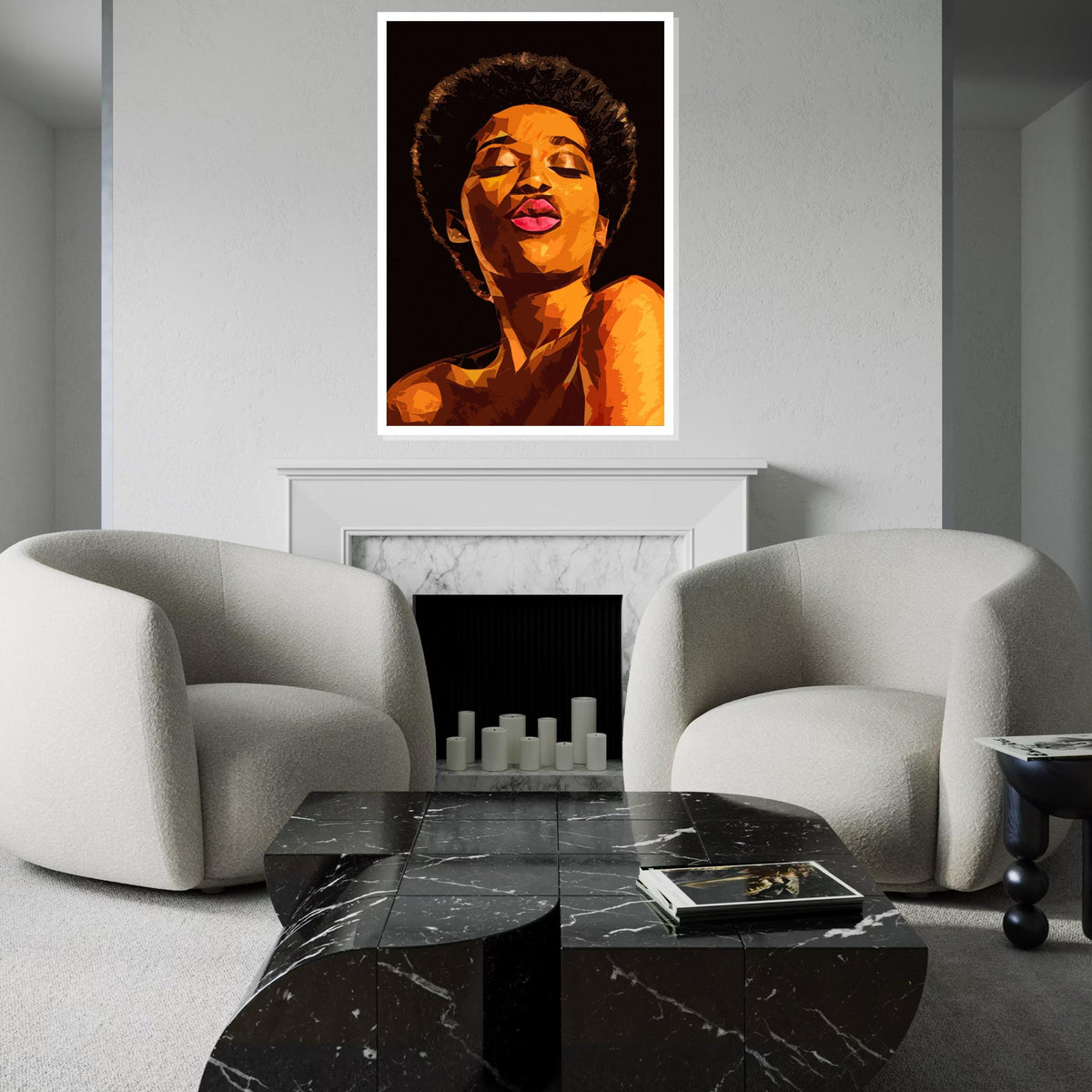 Bold Kiss Canvas, Vibrant Abstract Portrait, Colorful Wall Art, Modern Decor, Wall Canvas Design, Ready to Hang Art, Unique Expression