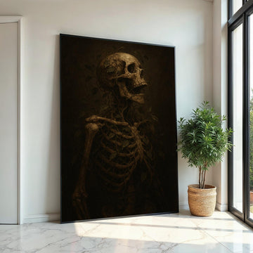 Skeleton Vine, Nature Skull Art, Dark Botanical Canvas, Wall Art Canvas Design, Ready to Hang Decoration, Gothic Nature Wall Print