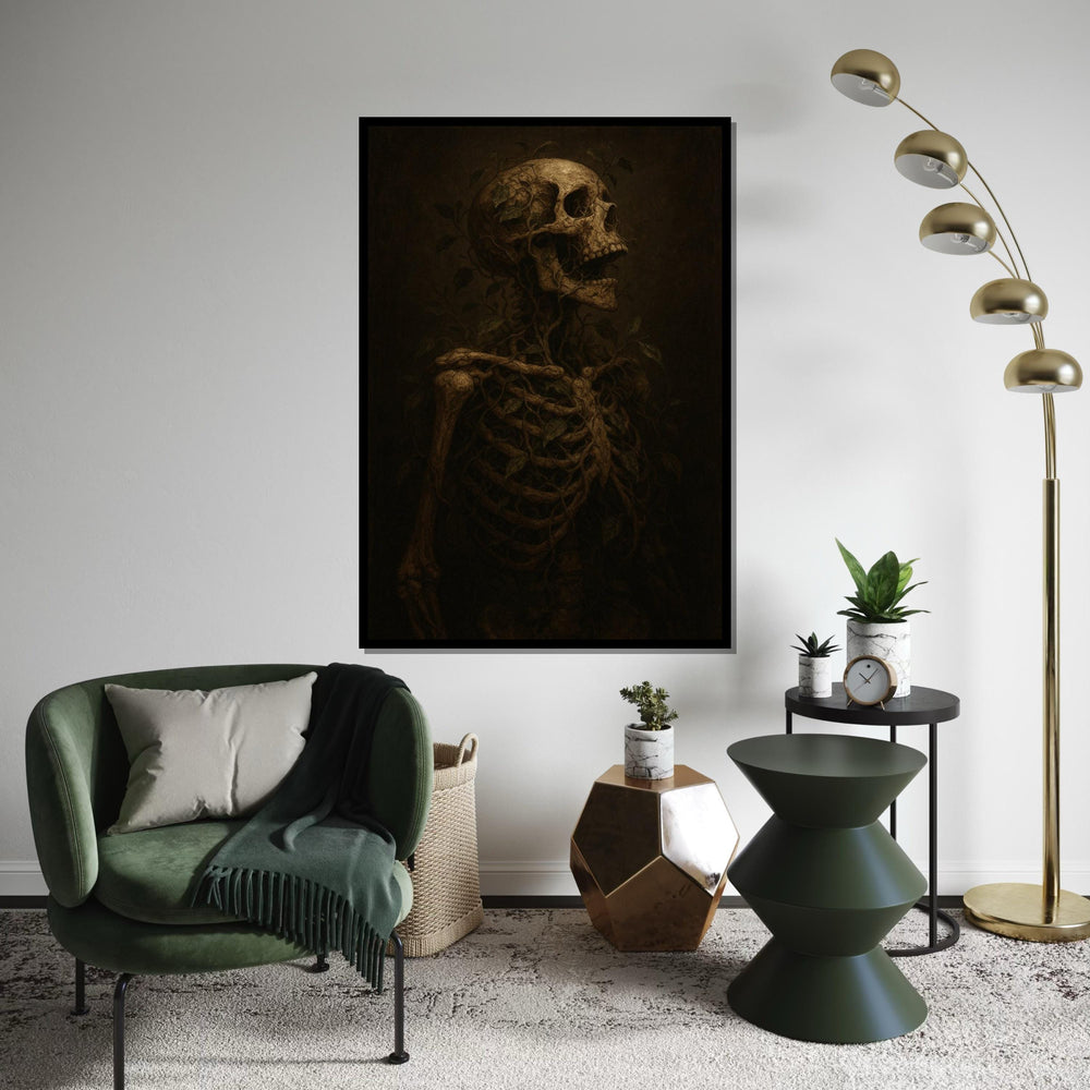 Skeleton Vine, Nature Skull Art, Dark Botanical Canvas, Wall Art Canvas Design, Ready to Hang Decoration, Gothic Nature Wall Print