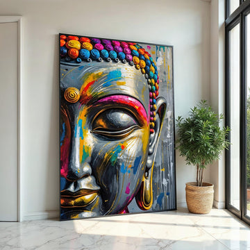 Vibrant Buddha Canvas Art, Multicolor Buddha Wall Art, Spiritual Decor, Buddha Wall Print, Zen Canvas, Ready To Hang Meditation Decor