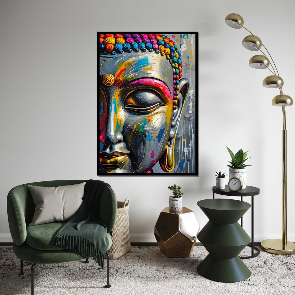 Vibrant Buddha Canvas Art, Multicolor Buddha Wall Art, Spiritual Decor, Buddha Wall Print, Zen Canvas, Ready To Hang Meditation Decor