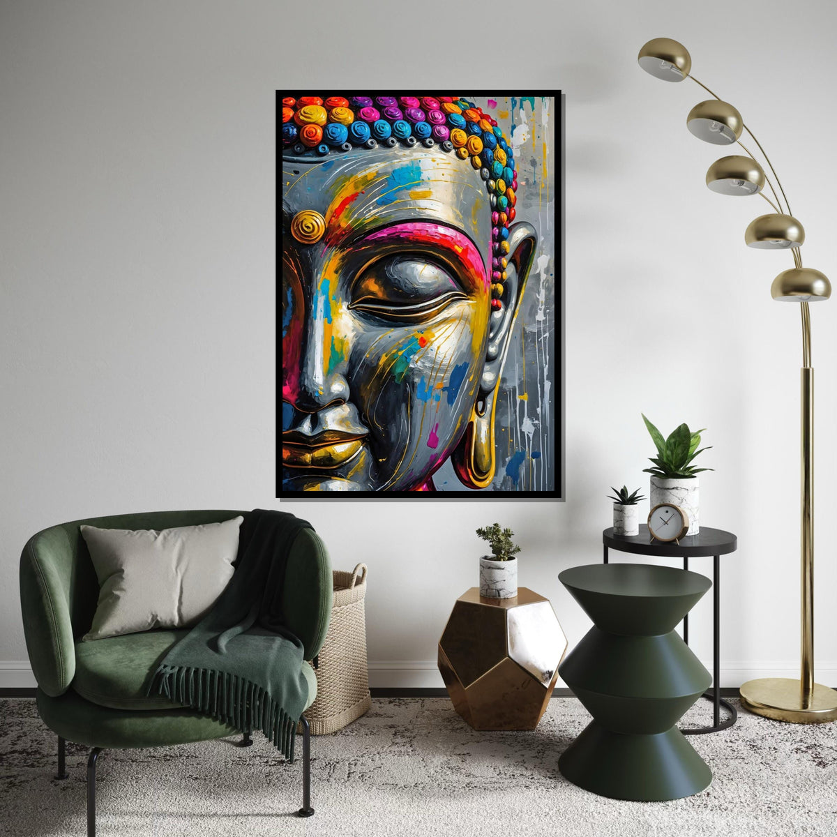 Vibrant Buddha Canvas Art, Multicolor Buddha Wall Art, Spiritual Decor, Buddha Wall Print, Zen Canvas, Ready To Hang Meditation Decor