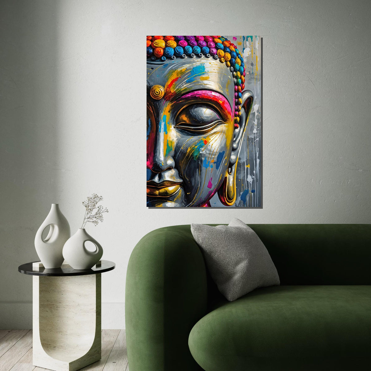 Vibrant Buddha Canvas Art, Multicolor Buddha Wall Art, Spiritual Decor, Buddha Wall Print, Zen Canvas, Ready To Hang Meditation Decor