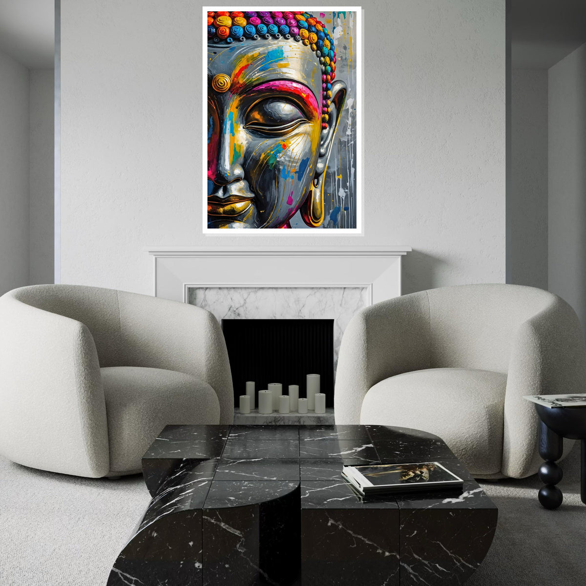 Vibrant Buddha Canvas Art, Multicolor Buddha Wall Art, Spiritual Decor, Buddha Wall Print, Zen Canvas, Ready To Hang Meditation Decor