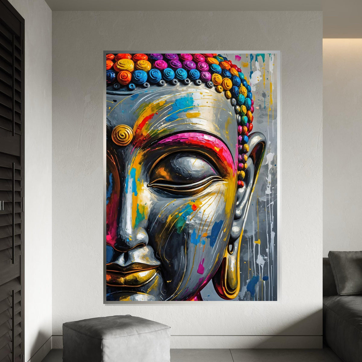 Vibrant Buddha Canvas Art, Multicolor Buddha Wall Art, Spiritual Decor, Buddha Wall Print, Zen Canvas, Ready To Hang Meditation Decor