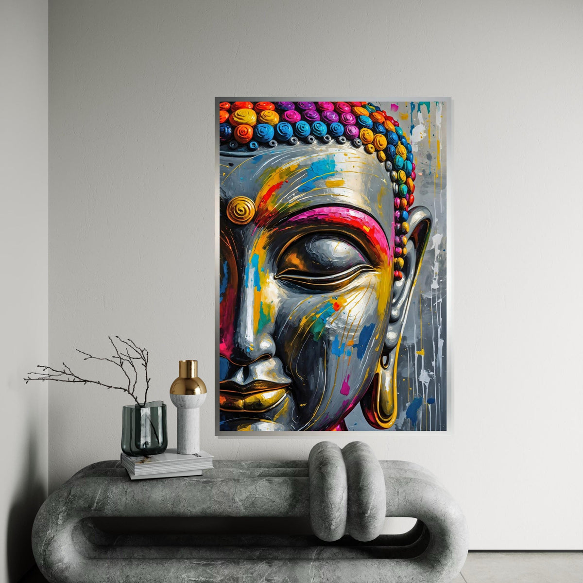 Vibrant Buddha Canvas Art, Multicolor Buddha Wall Art, Spiritual Decor, Buddha Wall Print, Zen Canvas, Ready To Hang Meditation Decor