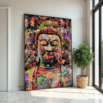 Colorful Buddha Canvas, Multicolor Buddha Wall Art, Zen Buddha Print, Meditation Art, Wall Art Canvas Design, Ready To Hang Decor