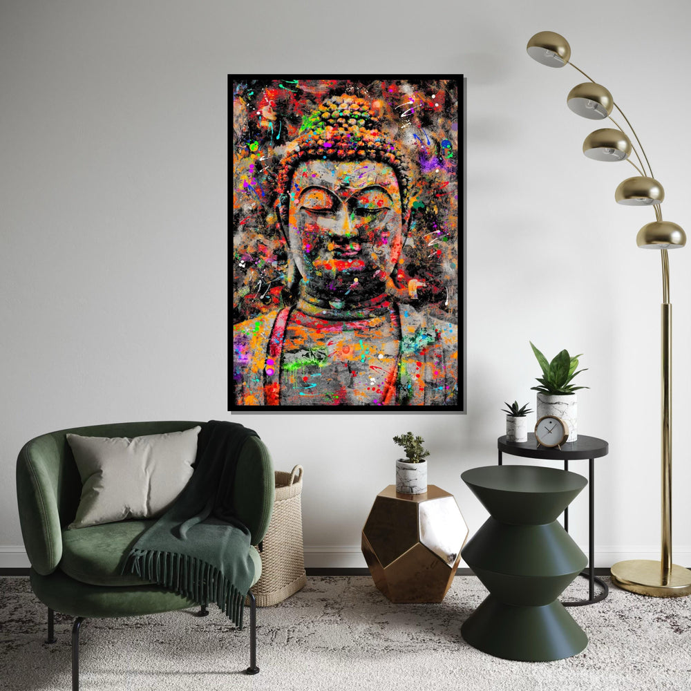 Colorful Buddha Canvas, Multicolor Buddha Wall Art, Zen Buddha Print, Meditation Art, Wall Art Canvas Design, Ready To Hang Decor
