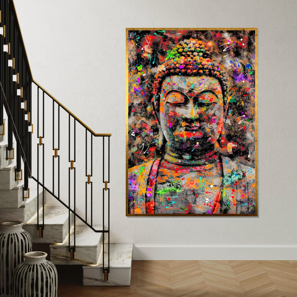 Colorful Buddha Canvas, Multicolor Buddha Wall Art, Zen Buddha Print, Meditation Art, Wall Art Canvas Design, Ready To Hang Decor