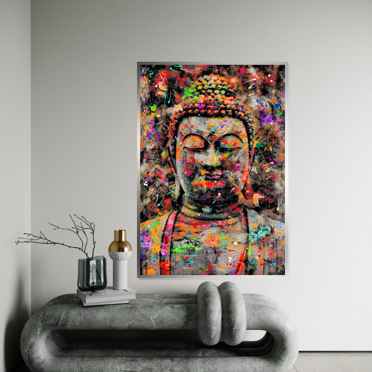 Colorful Buddha Canvas, Multicolor Buddha Wall Art, Zen Buddha Print, Meditation Art, Wall Art Canvas Design, Ready To Hang Decor
