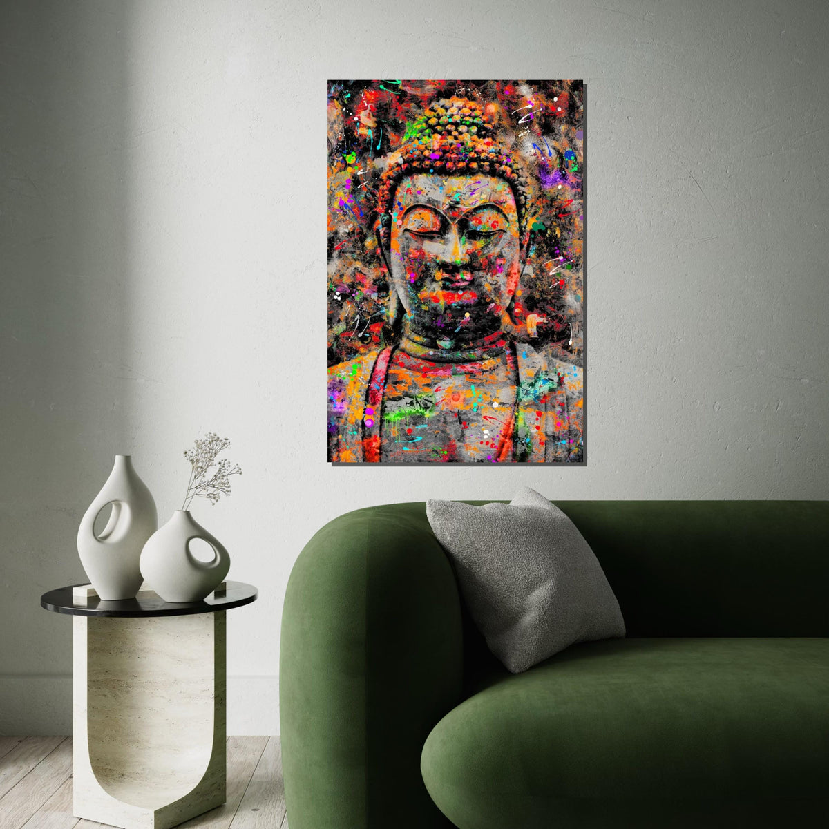 Colorful Buddha Canvas, Multicolor Buddha Wall Art, Zen Buddha Print, Meditation Art, Wall Art Canvas Design, Ready To Hang Decor