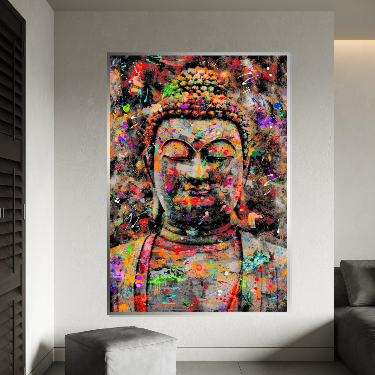 Colorful Buddha Canvas, Multicolor Buddha Wall Art, Zen Buddha Print, Meditation Art, Wall Art Canvas Design, Ready To Hang Decor