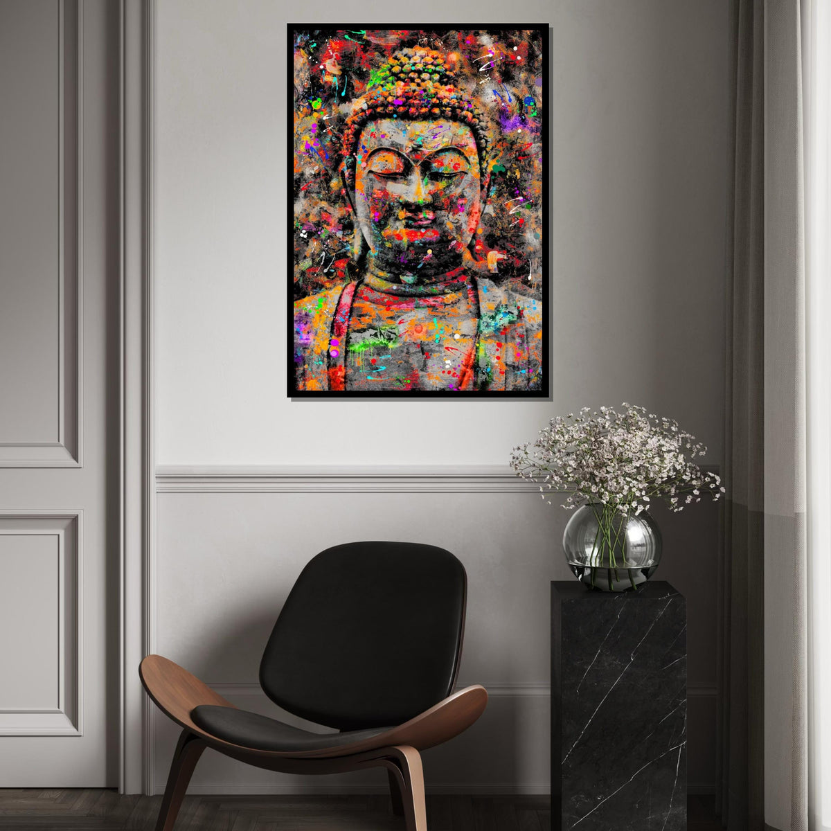 Colorful Buddha Canvas, Multicolor Buddha Wall Art, Zen Buddha Print, Meditation Art, Wall Art Canvas Design, Ready To Hang Decor