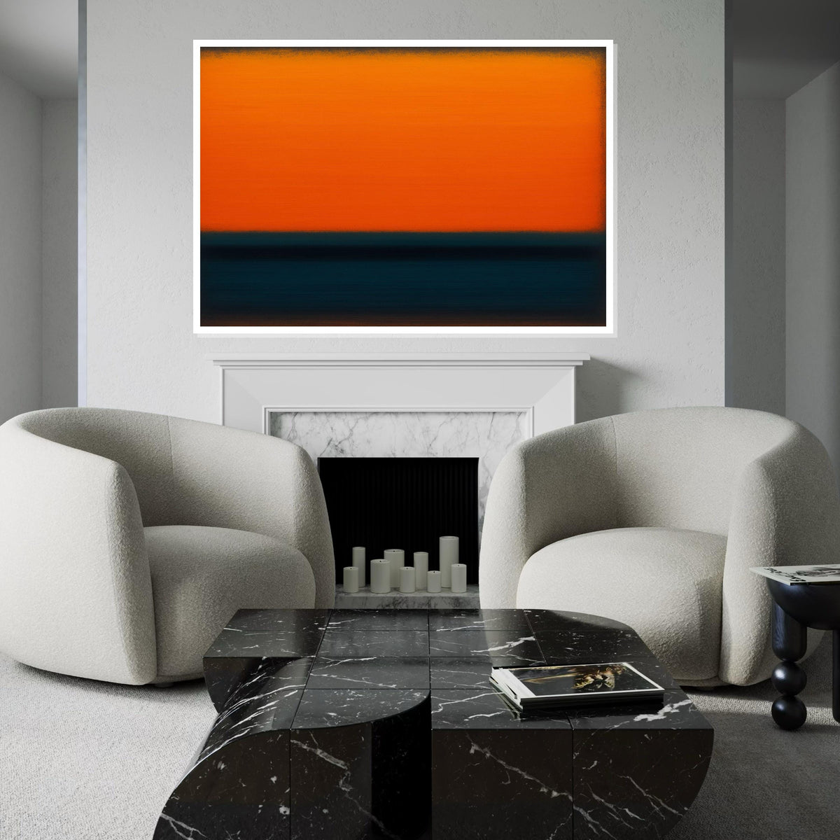 Mark Rothko, Abstract Color Field Canvas, Rothko Orange & Blue, Modern Minimalist Painting, Large Wall Art Decor, Contemporary Gift