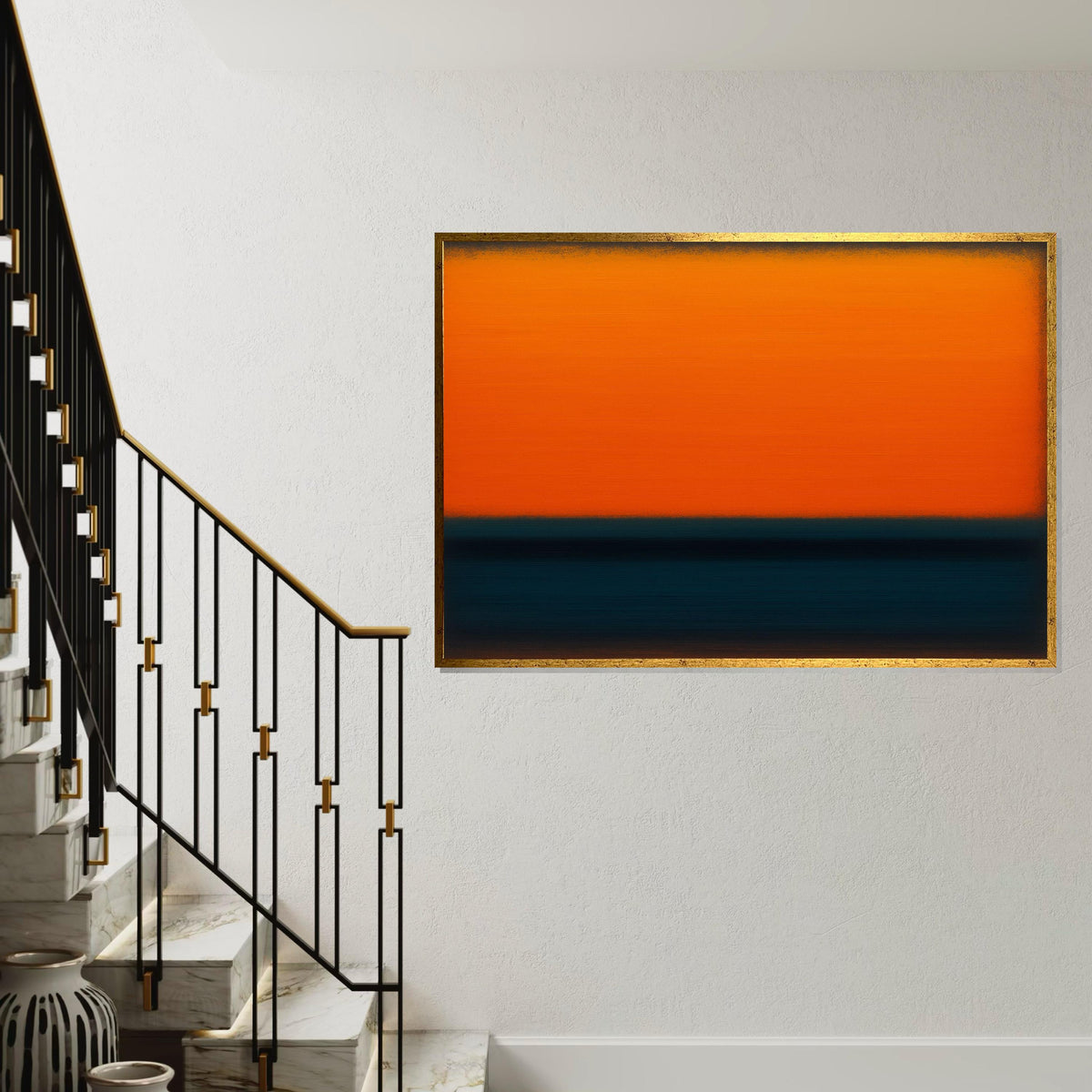 Mark Rothko, Abstract Color Field Canvas, Rothko Orange & Blue, Modern Minimalist Painting, Large Wall Art Decor, Contemporary Gift