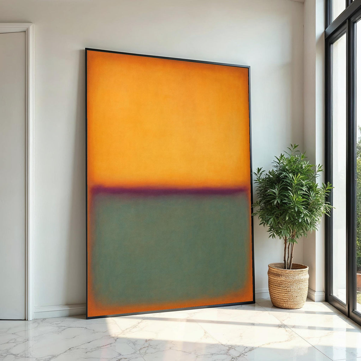 Rothko Color Field Canvas Print – Orange & Teal Minimalist Block Painting, Mid-Century Modern Wall Art, Large Abstract Décor Gift