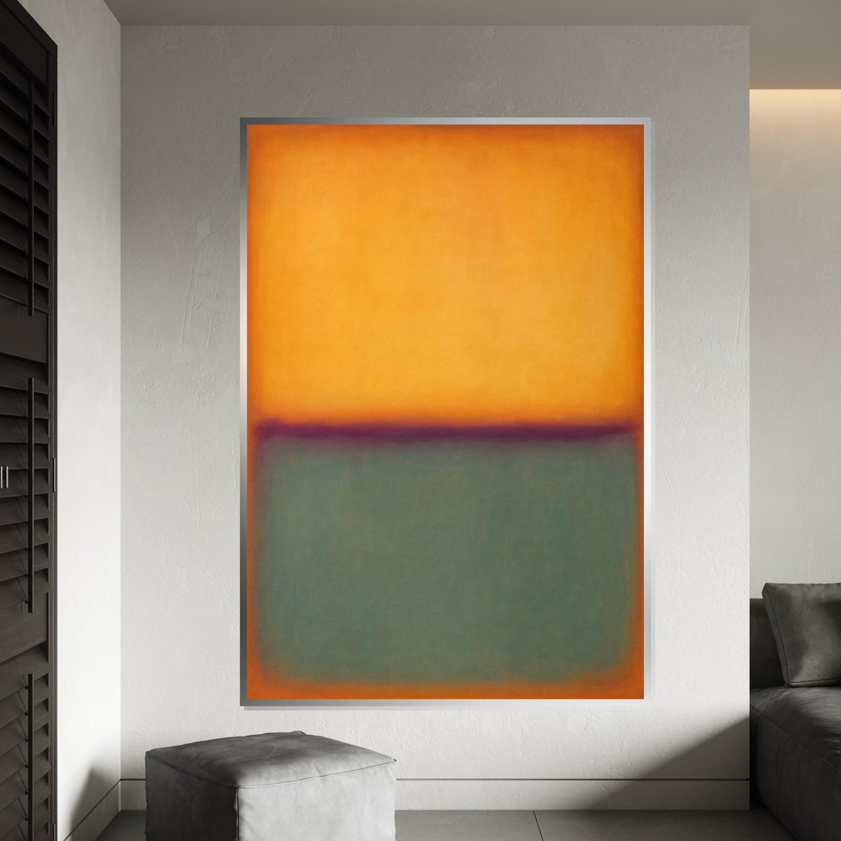 Rothko Color Field Canvas Print – Orange & Teal Minimalist Block Painting, Mid-Century Modern Wall Art, Large Abstract Décor Gift