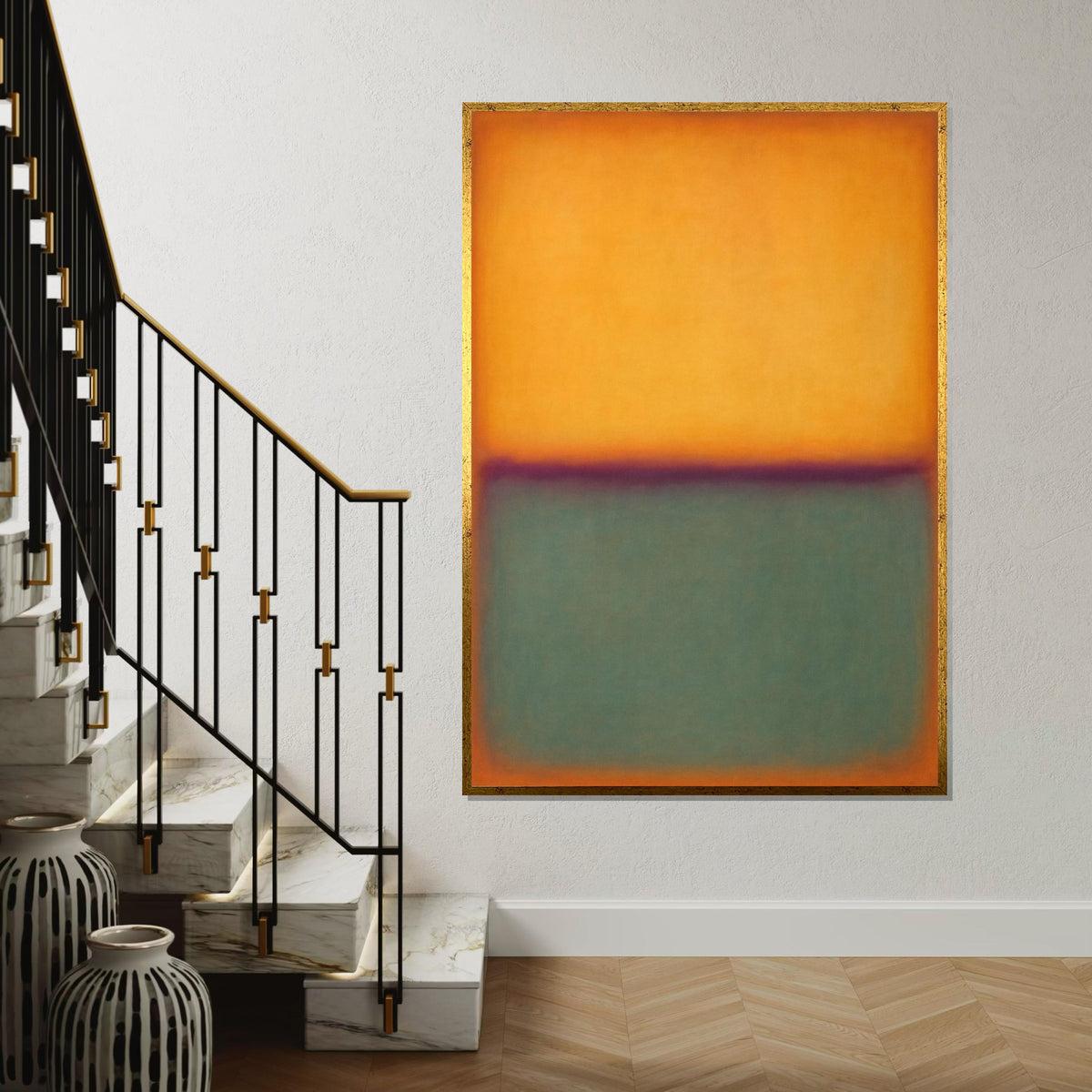 Rothko Color Field Canvas Print – Orange & Teal Minimalist Block Painting, Mid-Century Modern Wall Art, Large Abstract Décor Gift