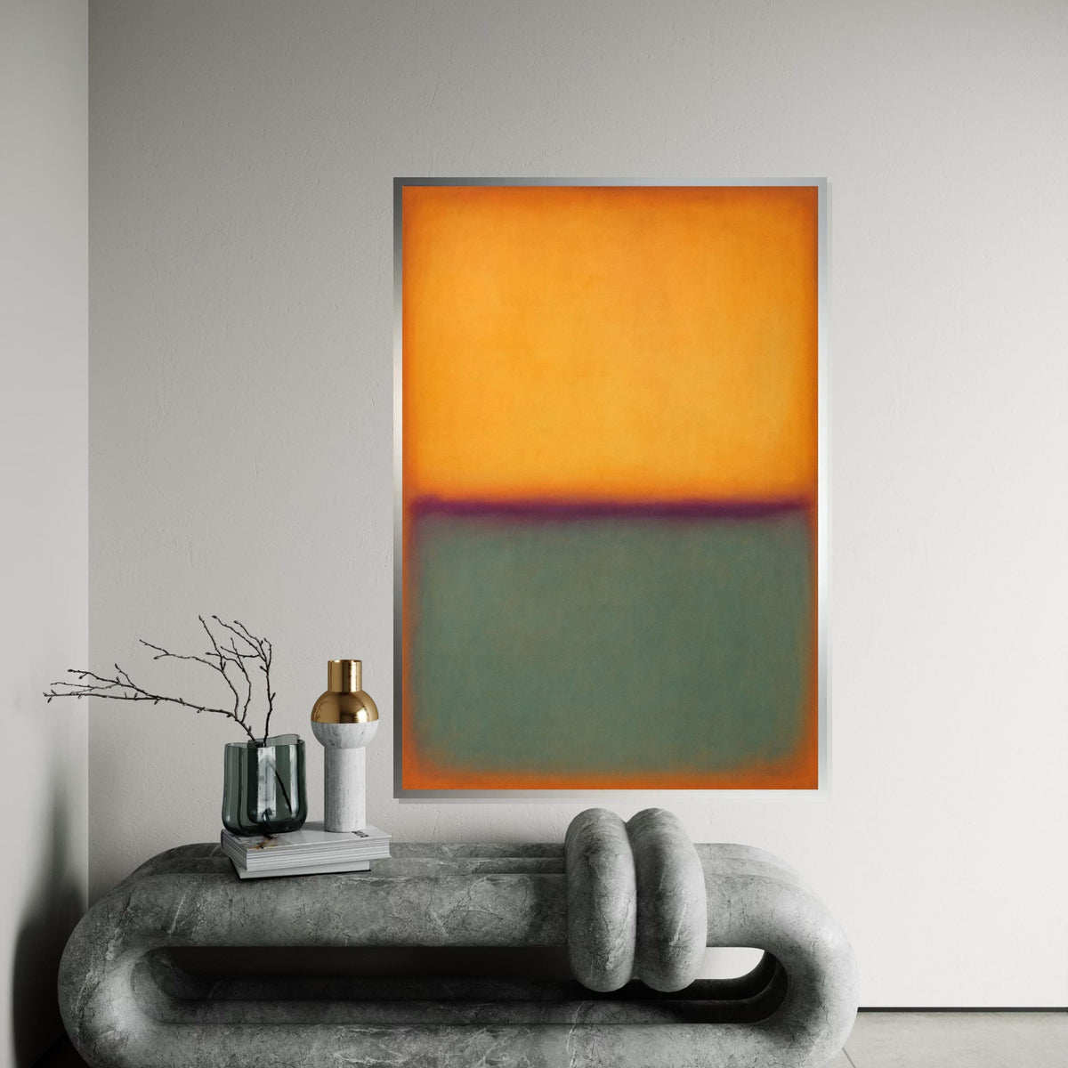 Rothko Color Field Canvas Print – Orange & Teal Minimalist Block Painting, Mid-Century Modern Wall Art, Large Abstract Décor Gift