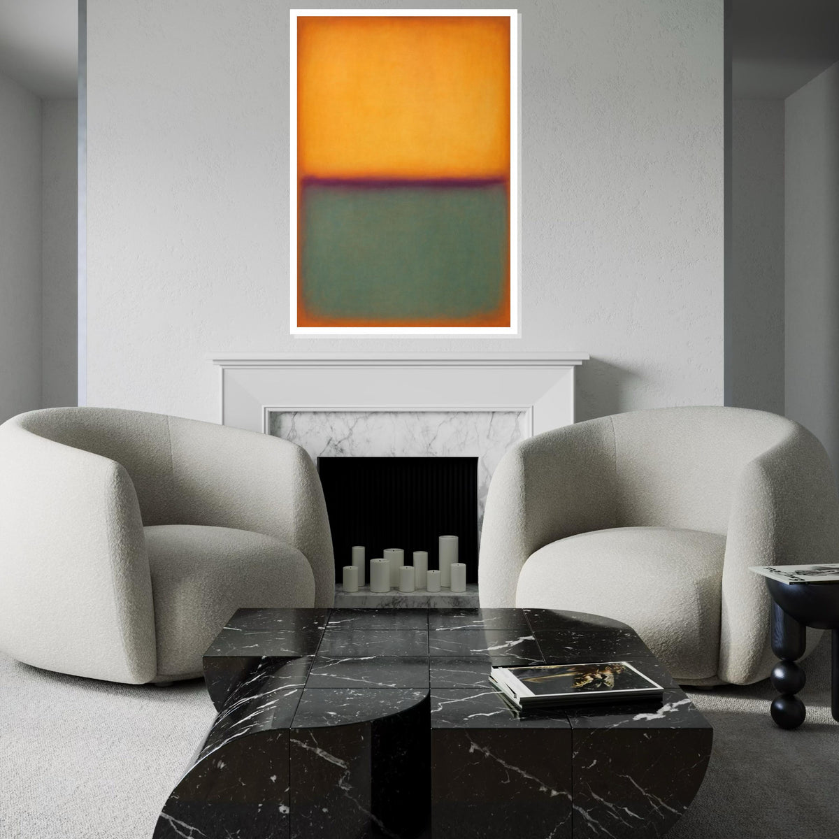 Rothko Color Field Canvas Print – Orange & Teal Minimalist Block Painting, Mid-Century Modern Wall Art, Large Abstract Décor Gift