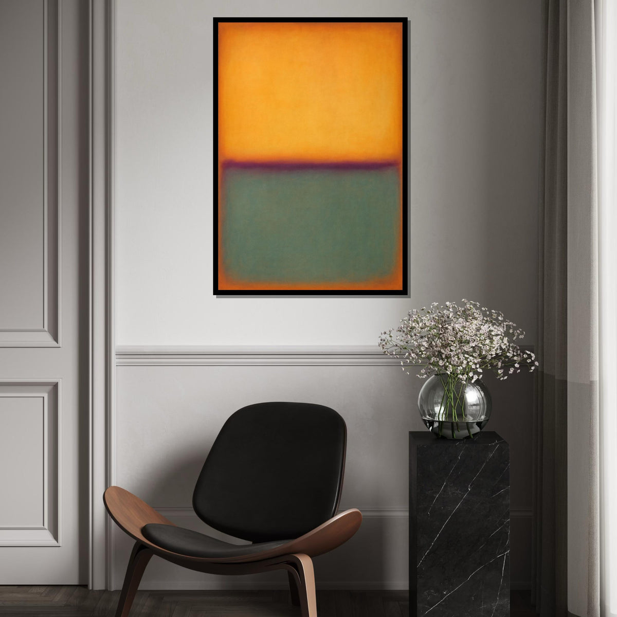Rothko Color Field Canvas Print – Orange & Teal Minimalist Block Painting, Mid-Century Modern Wall Art, Large Abstract Décor Gift