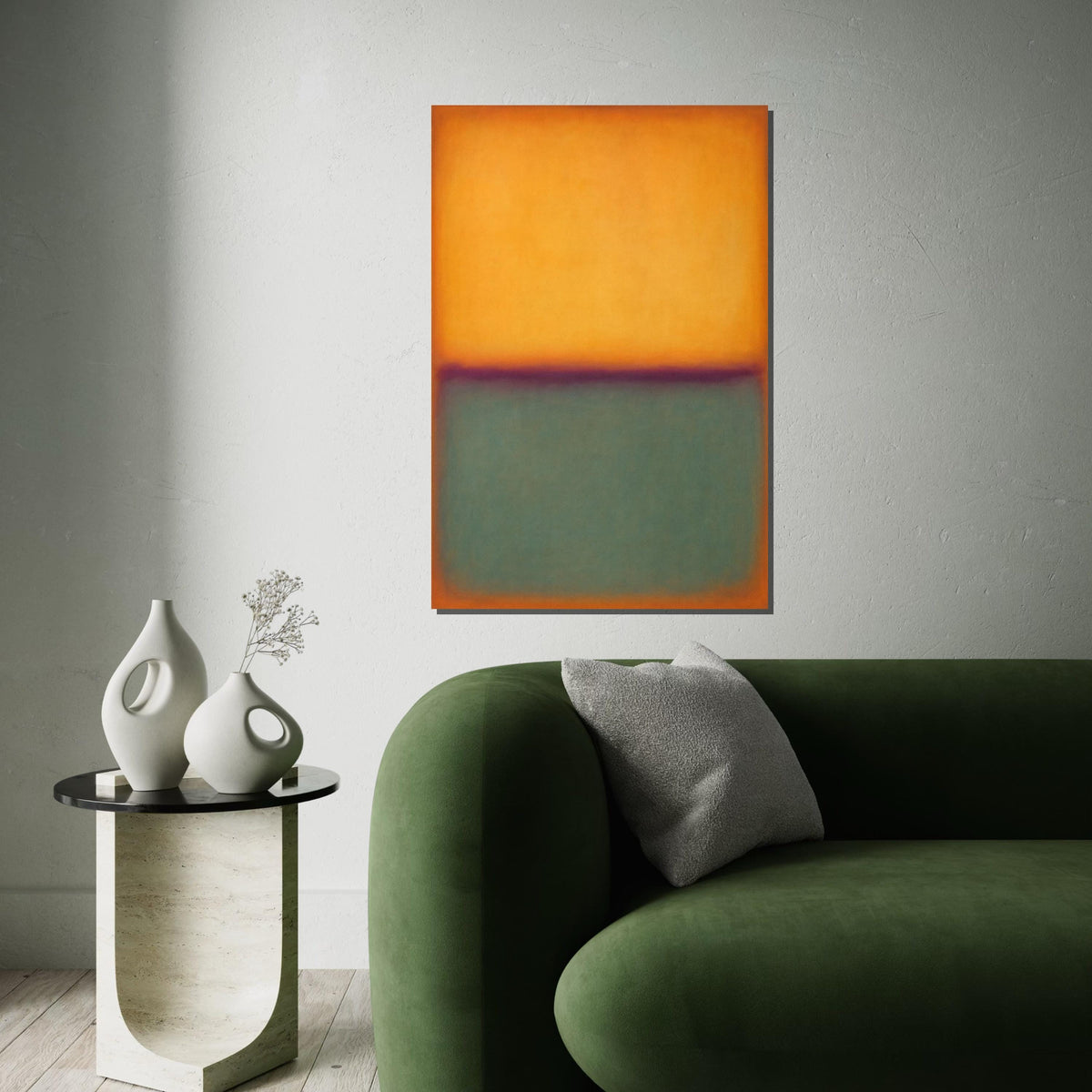 Rothko Color Field Canvas Print – Orange & Teal Minimalist Block Painting, Mid-Century Modern Wall Art, Large Abstract Décor Gift