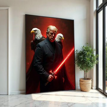 Trump Canvas Print,Muscular Sentinel with Red Energy Blade,President of the United States,Bold Americana Pop Art DécorGift