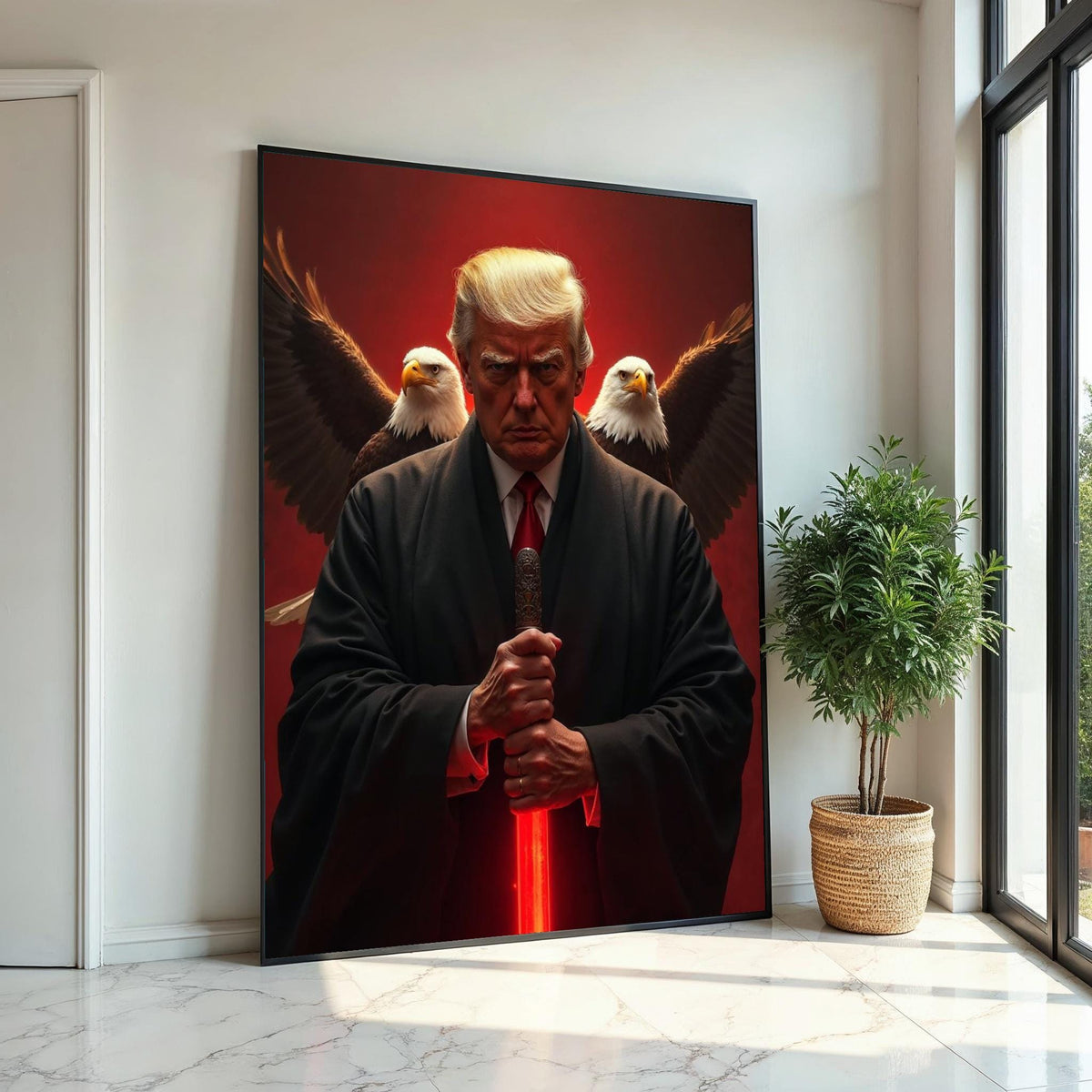 Trump Leader Canvas, Eagle Sword Art, Bald Eagle Poster, Wall Art Canvas Design,President of the United States, Ready to Hang Decoration