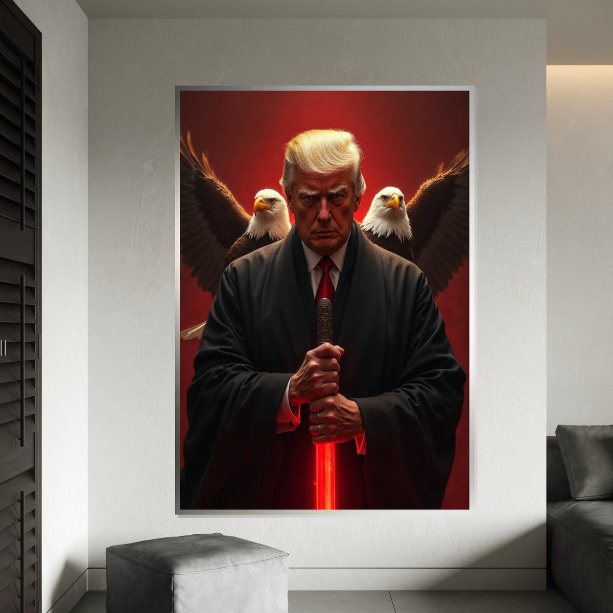 Trump Leader Canvas, Eagle Sword Art, Bald Eagle Poster, Wall Art Canvas Design,President of the United States, Ready to Hang Decoration