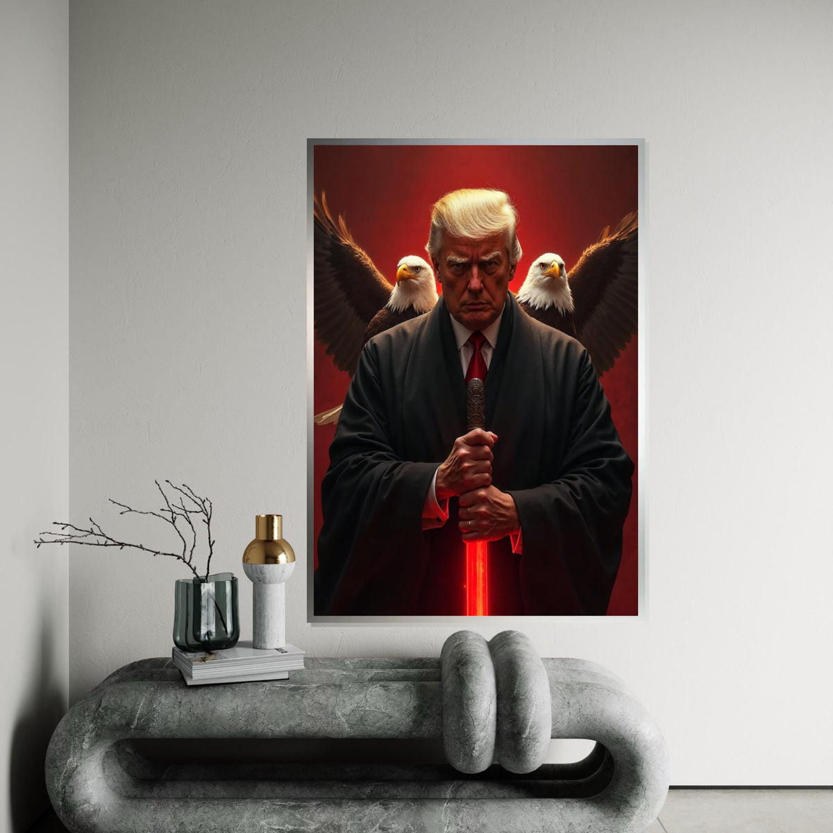 Trump Leader Canvas, Eagle Sword Art, Bald Eagle Poster, Wall Art Canvas Design,President of the United States, Ready to Hang Decoration