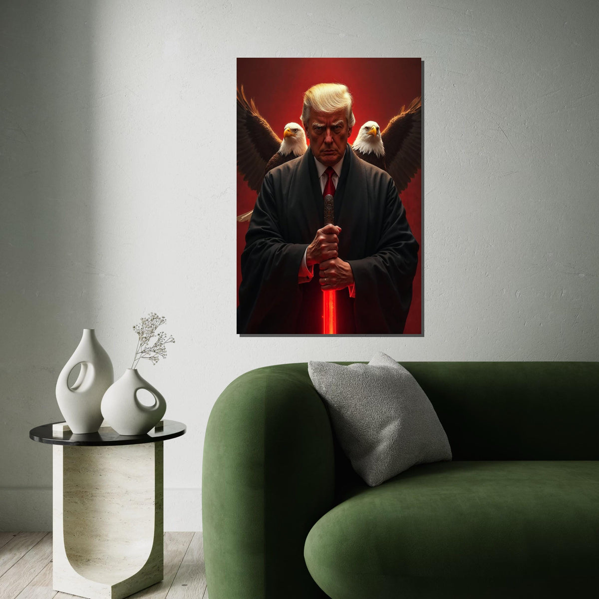 Trump Leader Canvas, Eagle Sword Art, Bald Eagle Poster, Wall Art Canvas Design,President of the United States, Ready to Hang Decoration