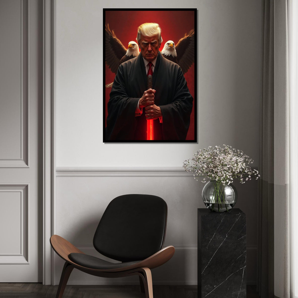 Trump Leader Canvas, Eagle Sword Art, Bald Eagle Poster, Wall Art Canvas Design,President of the United States, Ready to Hang Decoration