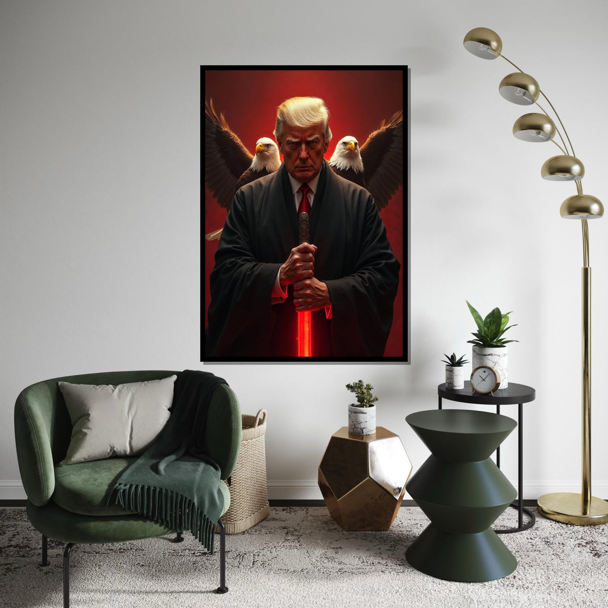 Trump Leader Canvas, Eagle Sword Art, Bald Eagle Poster, Wall Art Canvas Design,President of the United States, Ready to Hang Decoration