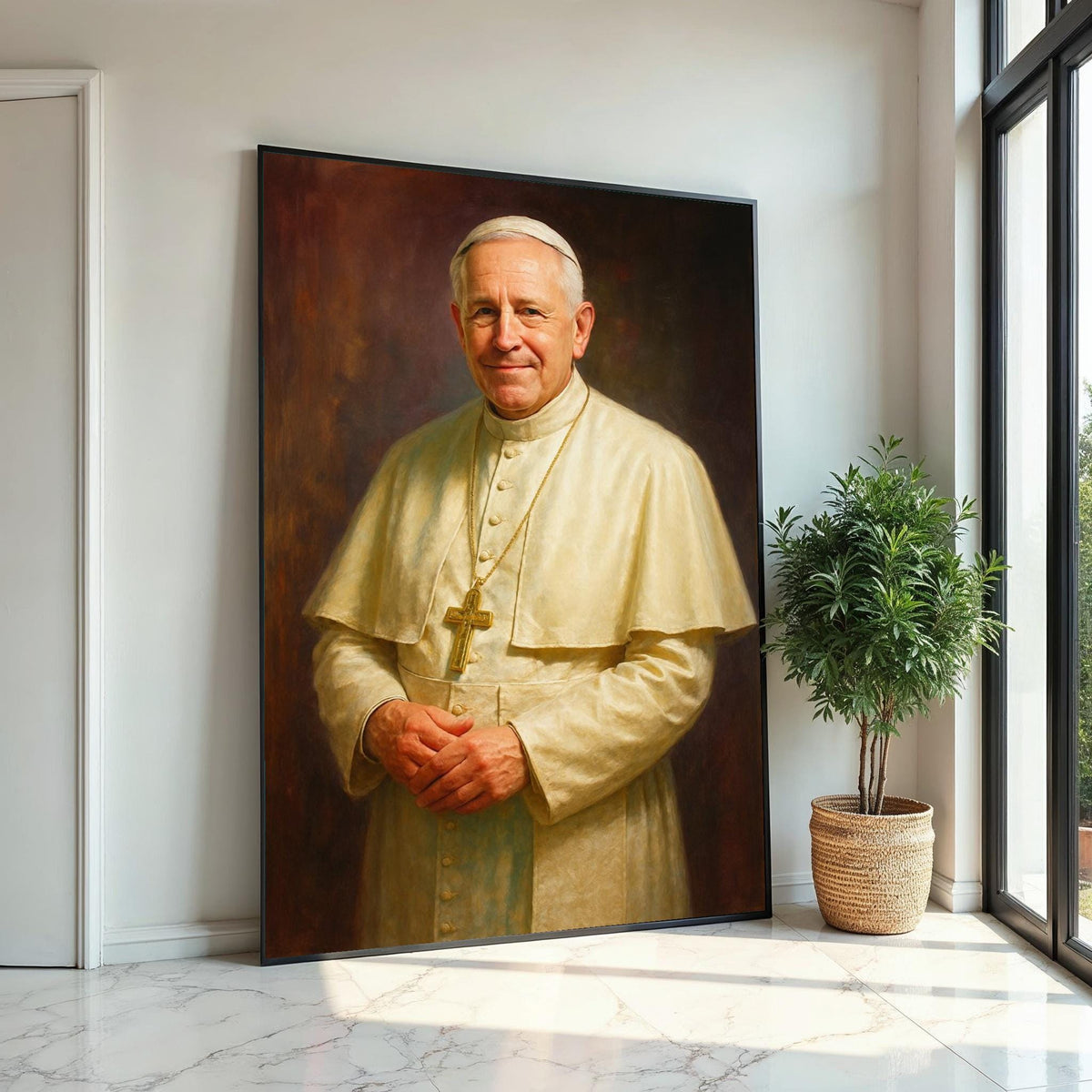 Robert Francis Prevost Canvas Art, Realistic Pope Portrait, Vatican Wall Decor, Catholic Religious Gift, Spiritual Painting