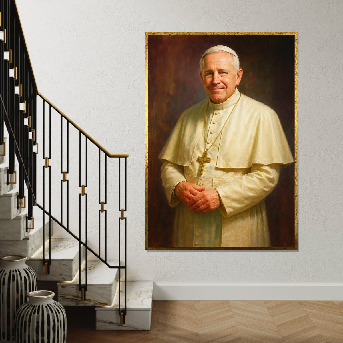 Robert Francis Prevost Canvas Art, Realistic Pope Portrait, Vatican Wall Decor, Catholic Religious Gift, Spiritual Painting