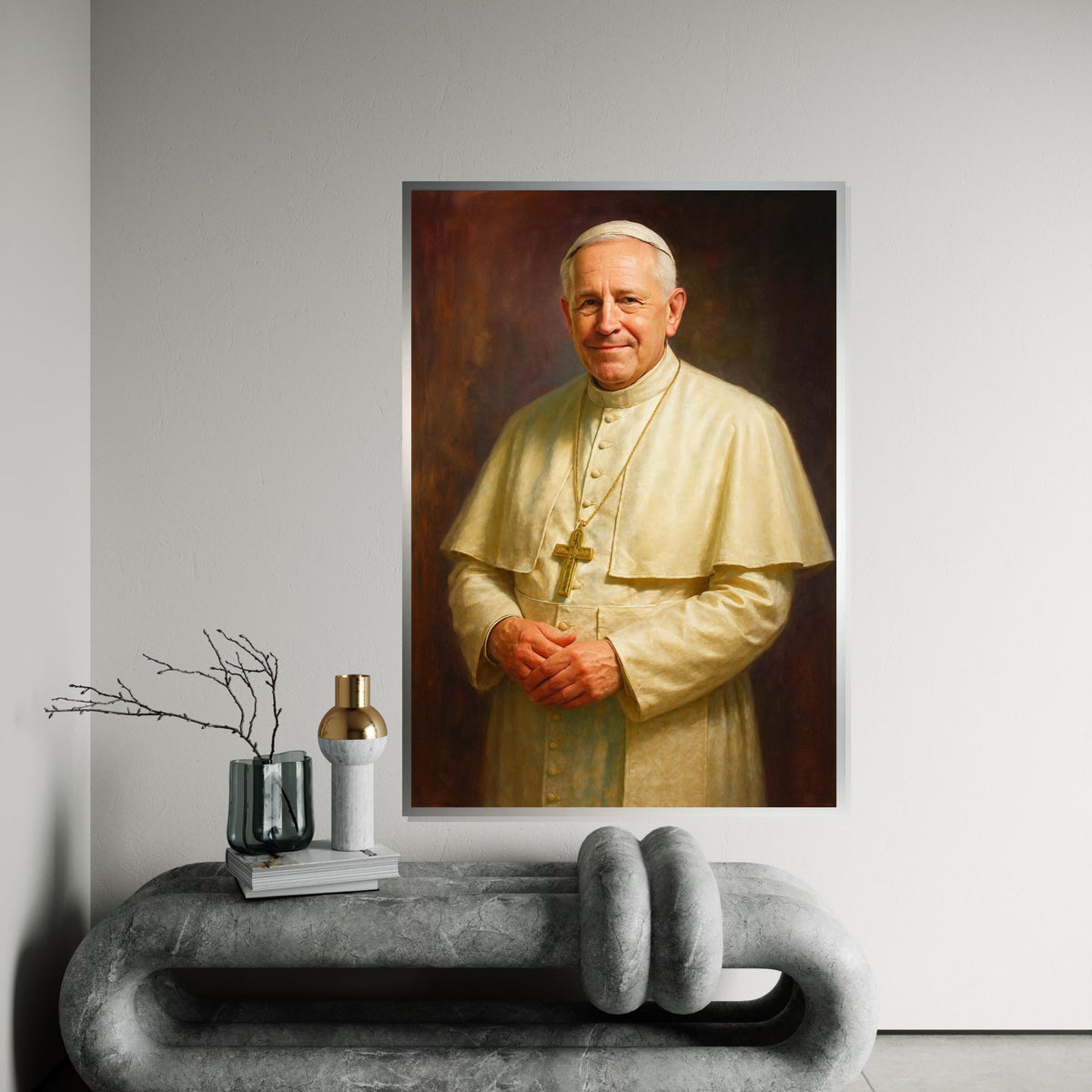 Robert Francis Prevost Canvas Art, Realistic Pope Portrait, Vatican Wall Decor, Catholic Religious Gift, Spiritual Painting