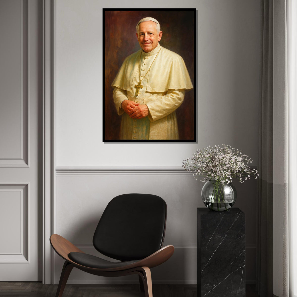 Robert Francis Prevost Canvas Art, Realistic Pope Portrait, Vatican Wall Decor, Catholic Religious Gift, Spiritual Painting
