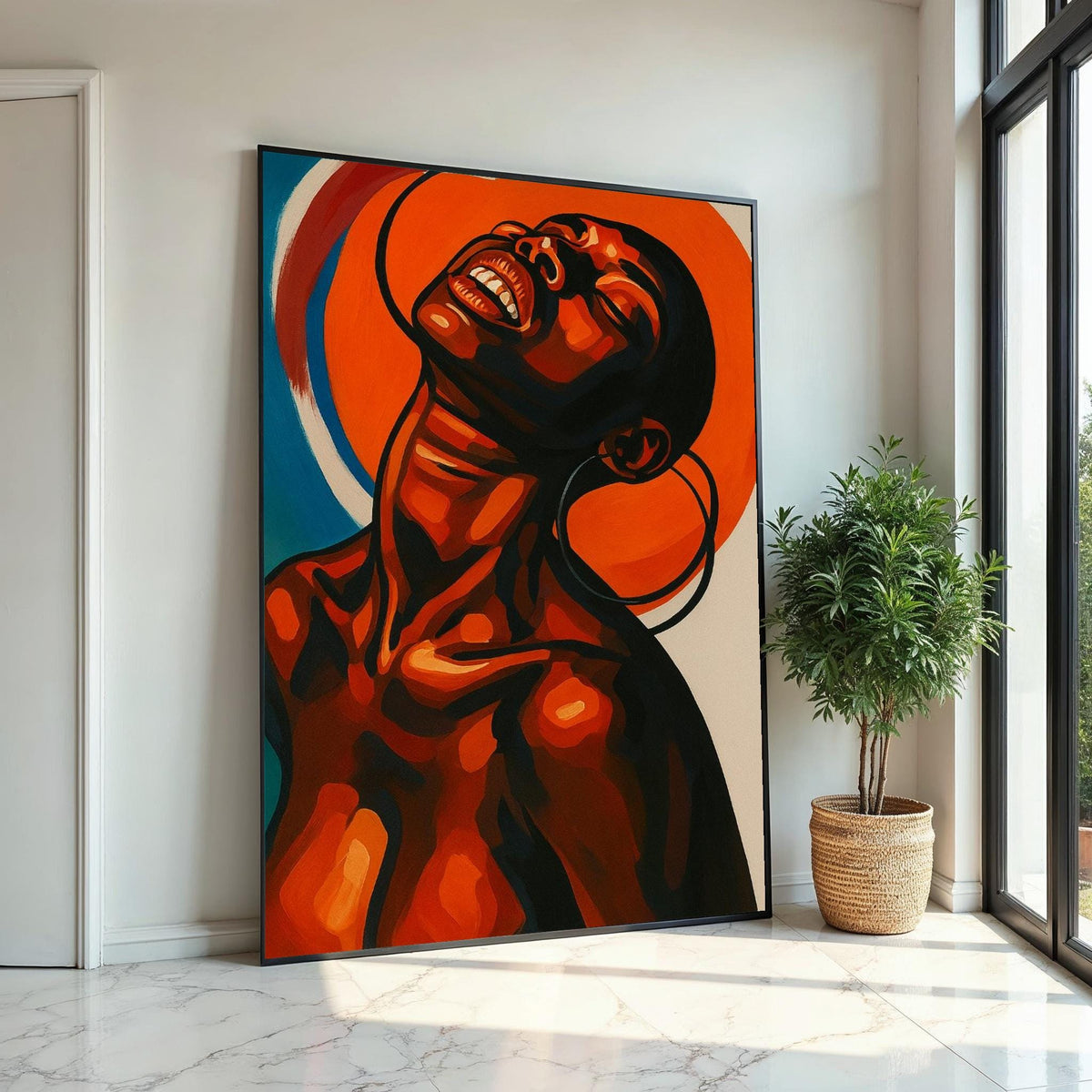 Afrocentric Canvas Art, Bold African Woman Portrait, Modern Wall Art, Vibrant Black Woman Painting, Contemporary Home Decor