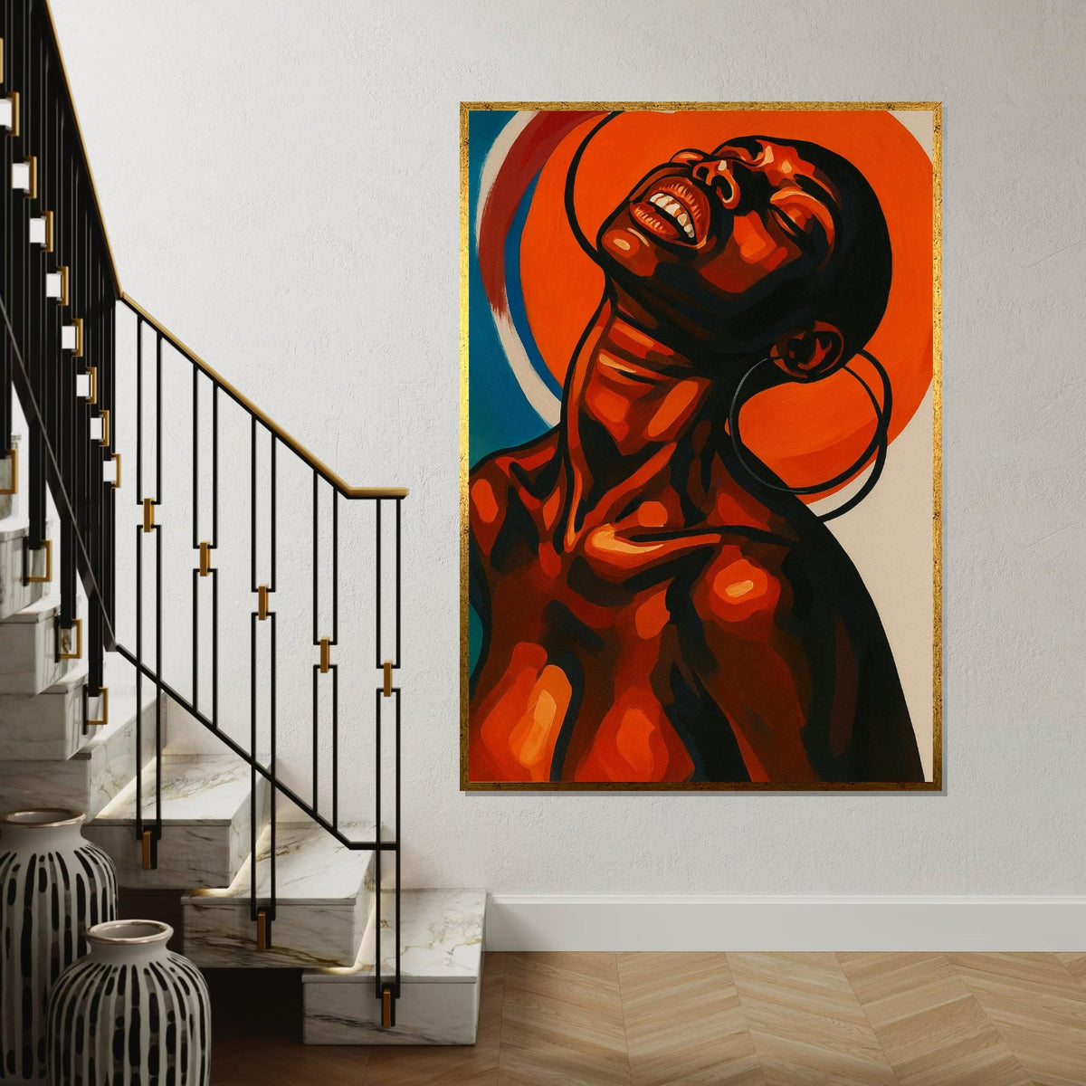 Afrocentric Canvas Art, Bold African Woman Portrait, Modern Wall Art, Vibrant Black Woman Painting, Contemporary Home Decor